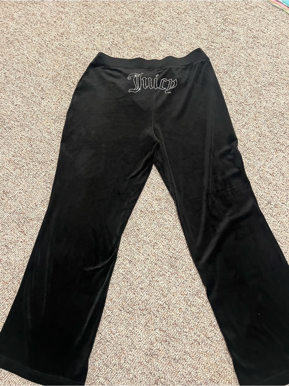 Juicy Couture Black Velour Joggers with Rhinestone Logo